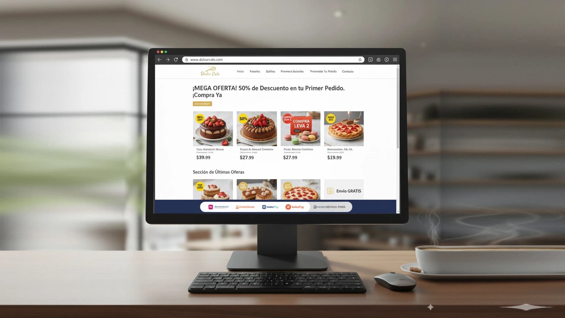 Example of your own website on a desktop monitor